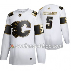 Adidas Maillot de Hockey Calgary Flames Mark Giordano 5 Adidas 2019-20 Golden Edition Blanc Authentic - Homme